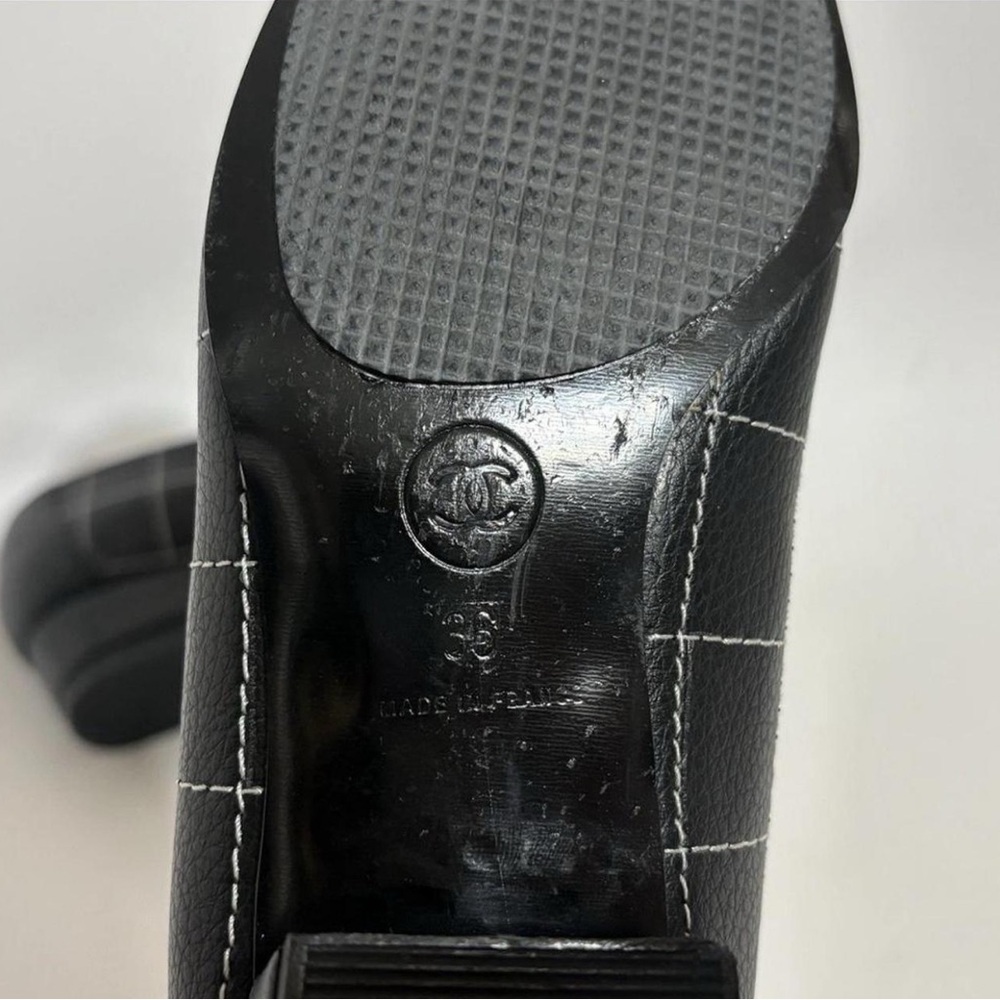 CHANEL Black Quilted Low Block Heel Ballet Flats - Picture 3 of 4